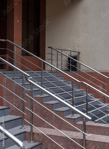 staircase with iron railing in the modern house