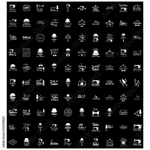 collection of one hundred tailor icon on black backgoud photo