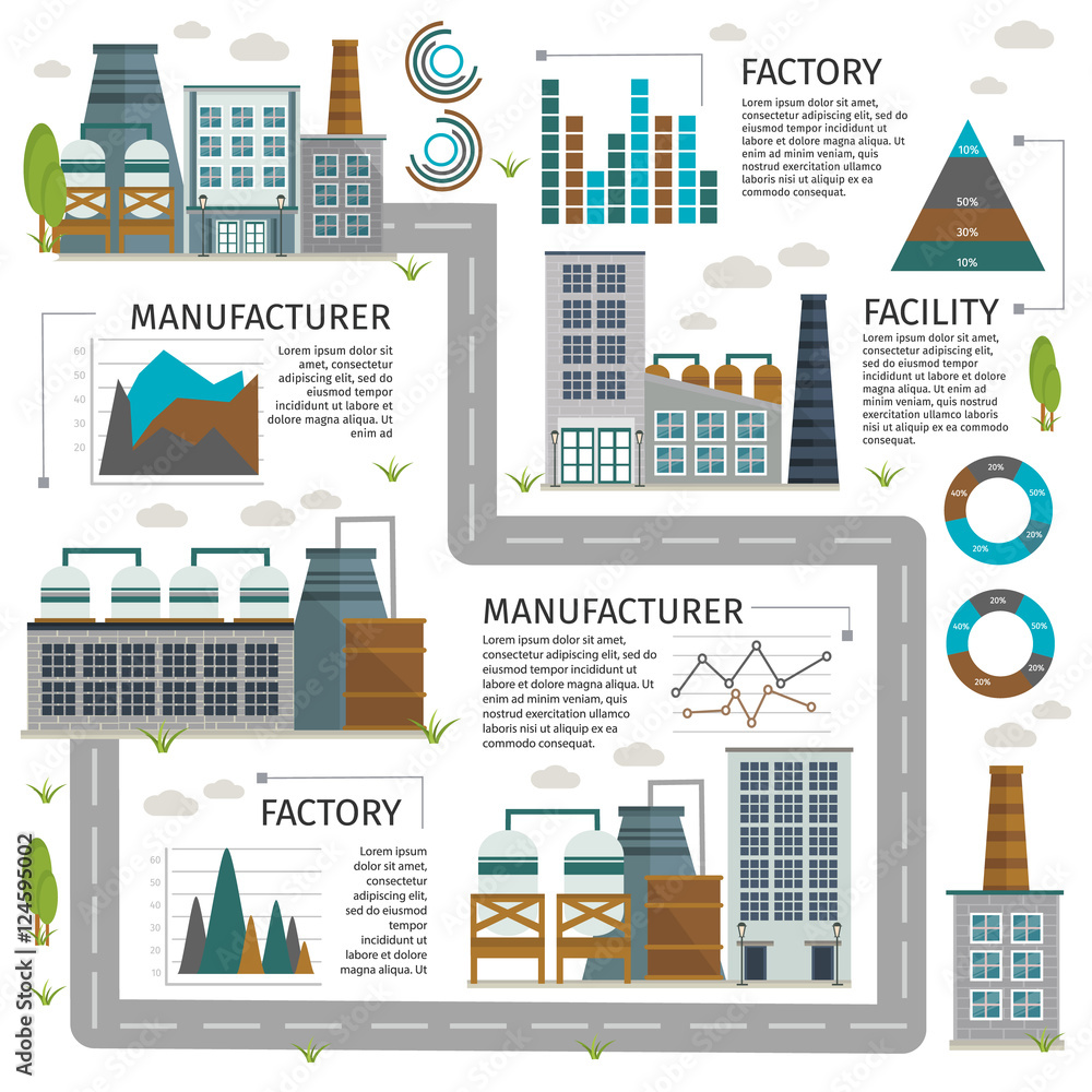 Fototapeta premium Industrial Buildings Infographic