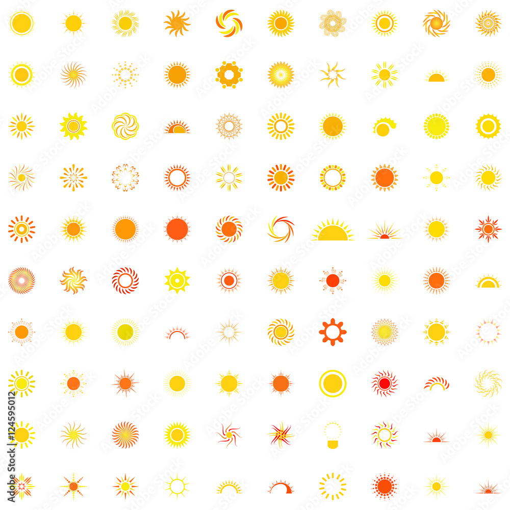 collection of one hundred sun logo collection of one hundred sun logo