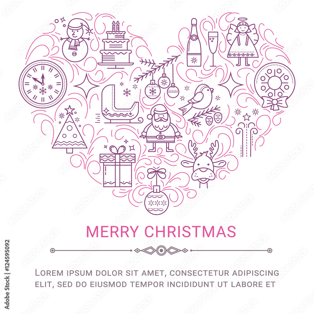 Obraz premium Merry Christmas postcard
