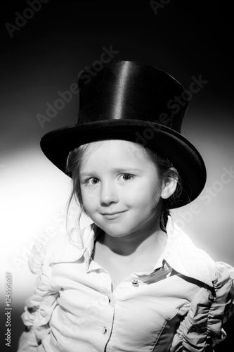 Expressive preschooler girl portrait in harcourt vintage style © 31etc
