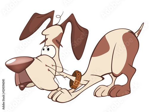 Illustration of a Cute Hunting Dog. Cartoon Character