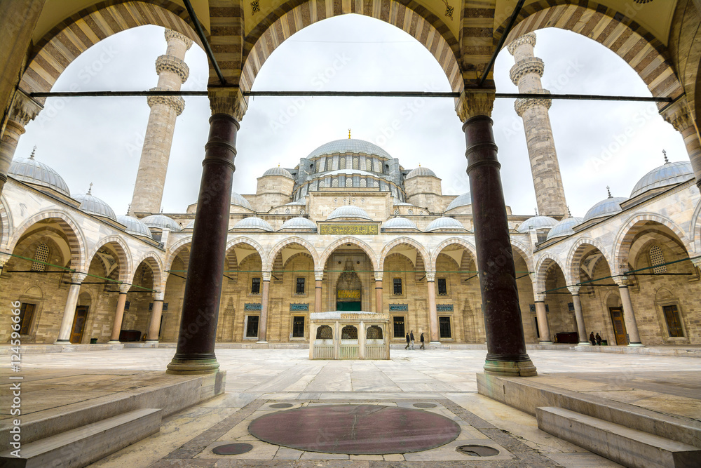 suleymaniye mosque courtyard at istanbul