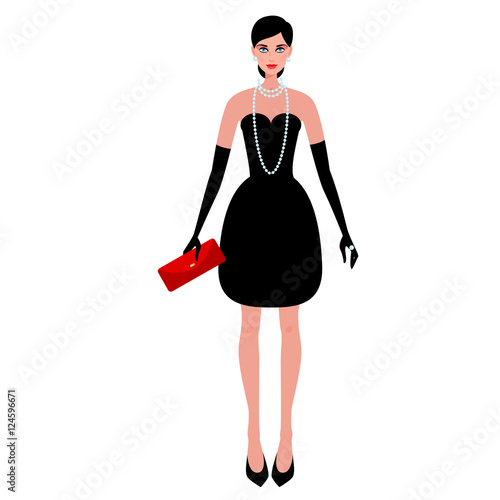 Fashionable girl on the evening clothes.