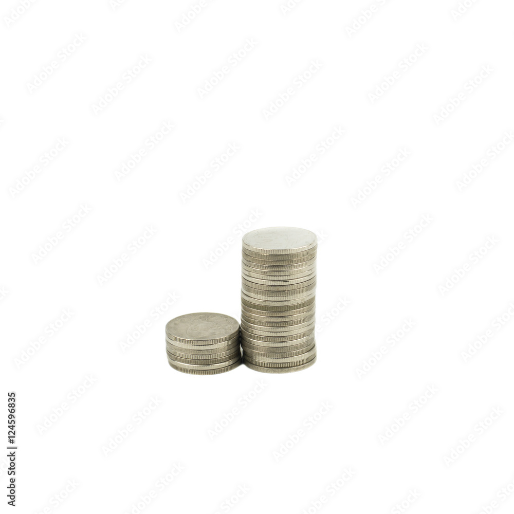 Thailand coins money on a white background... Thailand coins money on a white background...
