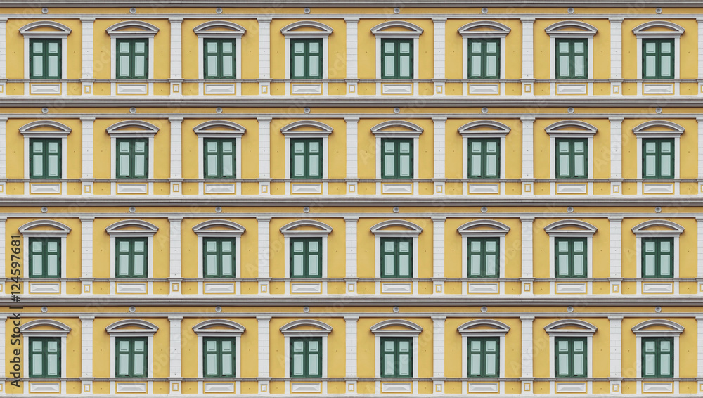 Rows of group of the vintage windows texture background.