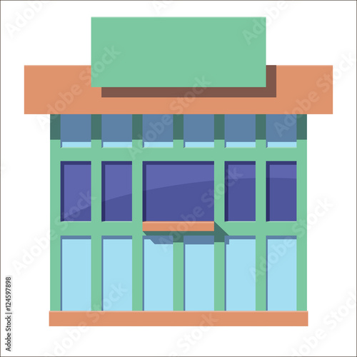 Cartoon flat stall or kiosk isolated on white background. Front.