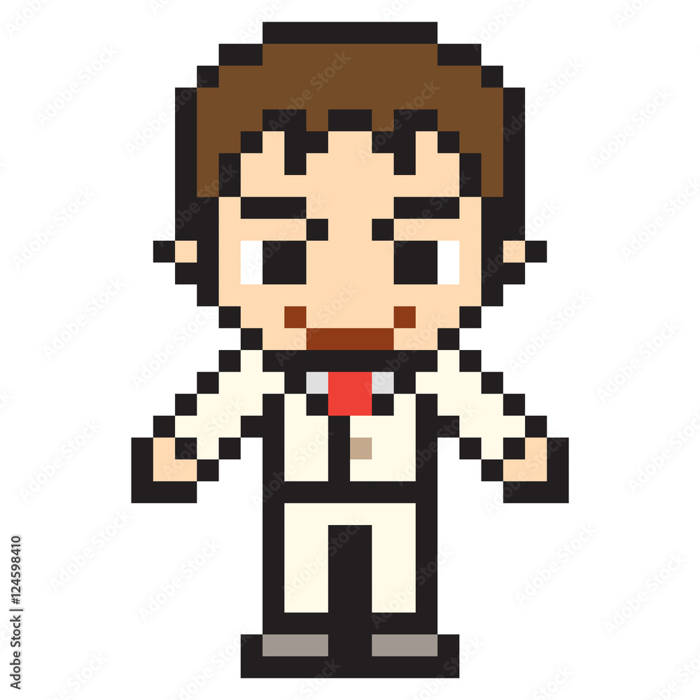 Fototapeta premium illustration design pixel art man white suit