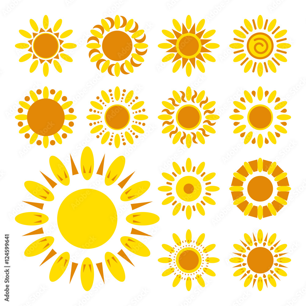 Set of daisy icons isolated. Silhouettes of simple vector flowers Set of daisy icons isolated. Silhouettes of simple vector flowers