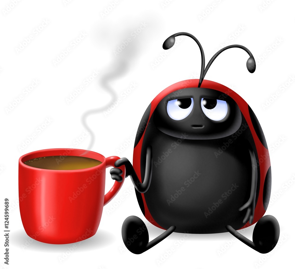 Naklejka premium coccinella con caffè