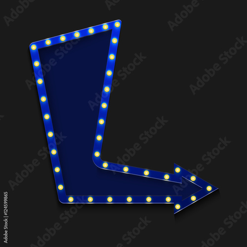 Vector retro arrow with light bulb on black