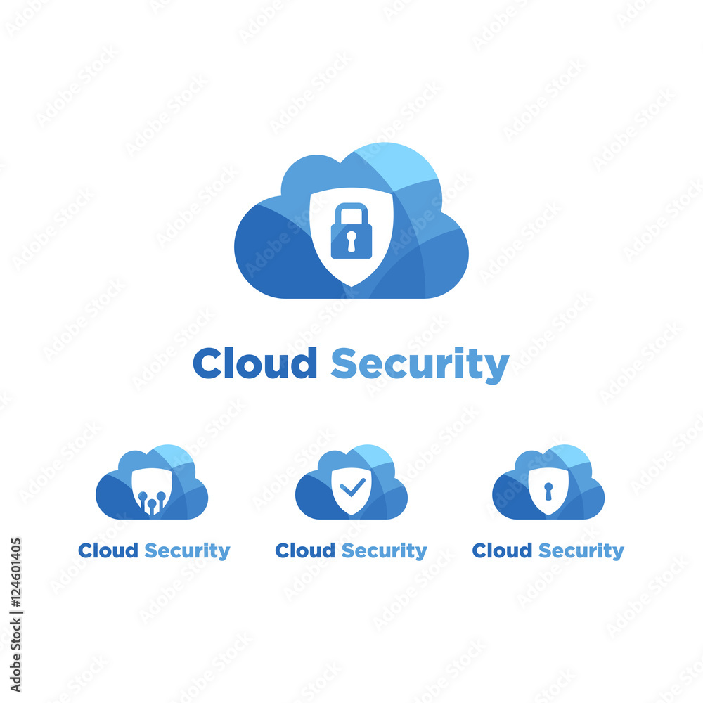 Cloud security set logos Cloud security set logos