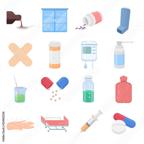 Medicine and hospital set icons in cartoon style. Big collection medicine and hospital vector symbol stock illustration