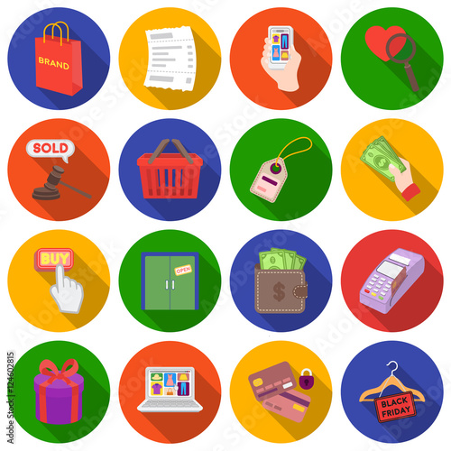E-commerce set icons in flat style. Big collection e-commerce vector symbol stock illustration