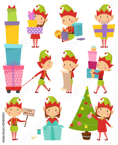 Elf helpers vector illustration