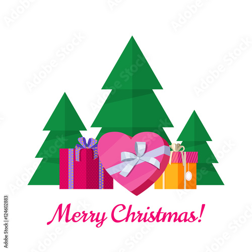 Merry Christmas Vector Concept in Flat Design