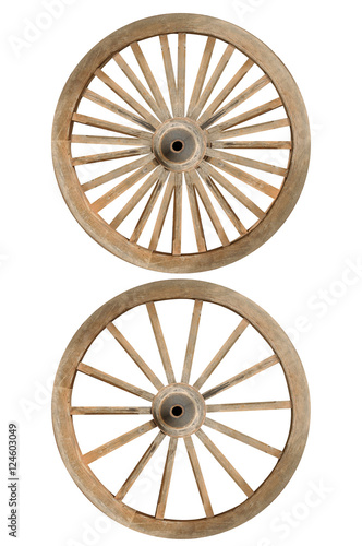 Double wooden cartwheesl with clipping path
