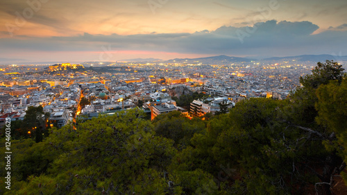 View of Athens from Lycabettus Hill, Greece. © milangonda