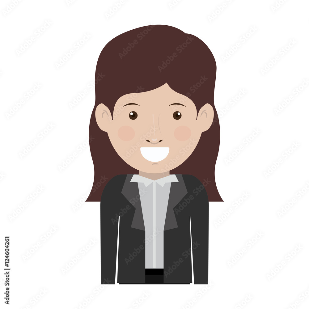 avatar female woman smiling wearing executive clothes over white background. vector illustration