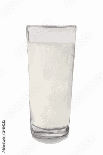 Isolated watercolor glass of milk. Tasty beverage for breakfast.