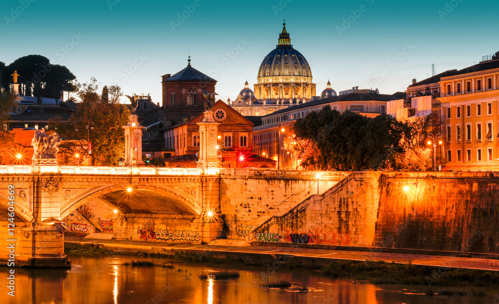 Vatican City in the morning before sunrise, Rome, Italy, Europe