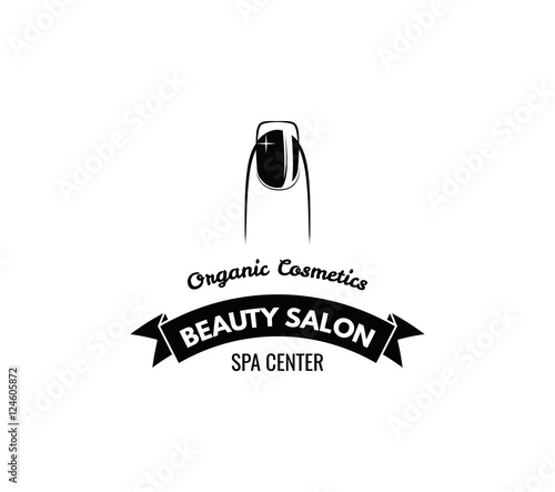 Manicure Badge. Ribbon Decorations Vector Illustration.