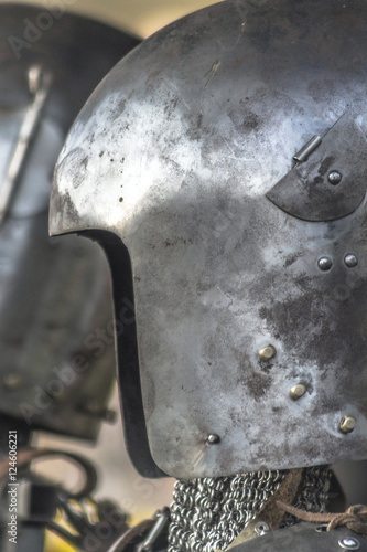  Medieval metal warrior helmet and suit 