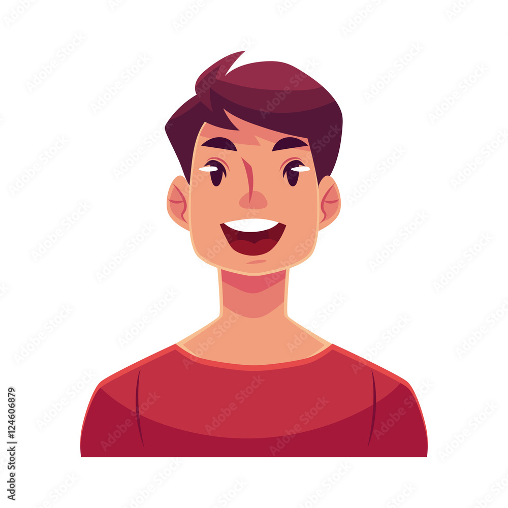 Young man face, wow facial expression, cartoon vector illustrations  isolated on white background. Handsome boy emoji surprised, amazed,  astonished. Surprised, wow face expression Stock Vector | Adobe Stock