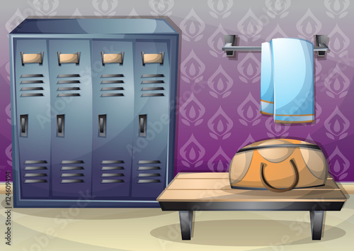 cartoon vector illustration interior fitness room with separated layers in 2d graphic