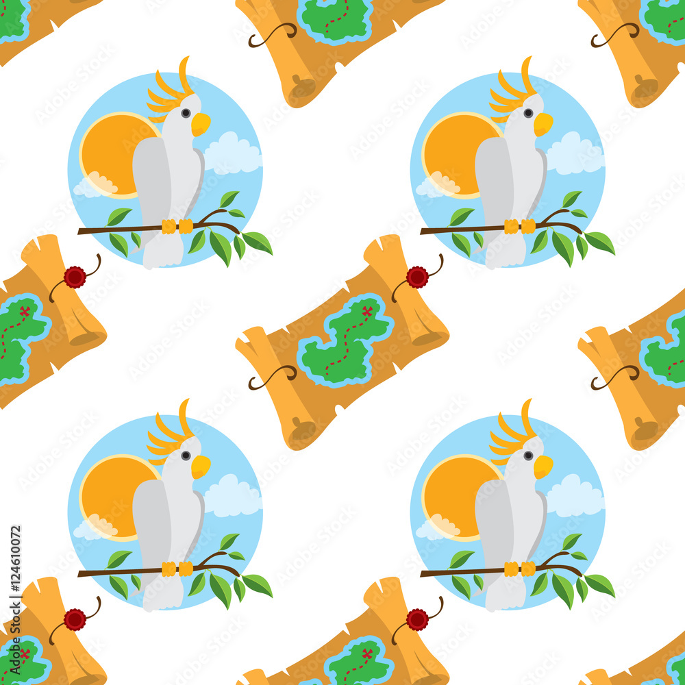 Naklejka premium Seamless pattern for design surface Map of the island with buried treasure.