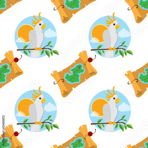 Seamless pattern for design surface Map of the island with buried treasure.