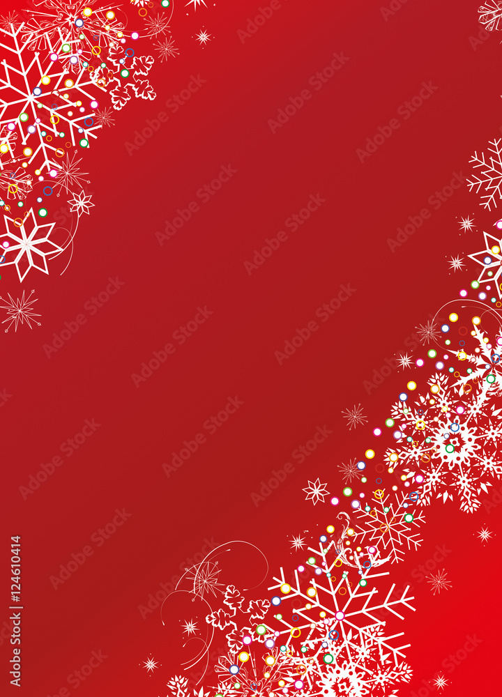 roter weihnachtlicher Hintergrund mit weißen Schneekristallen Stock roter weihnachtlicher Hintergrund mit weißen Schneekristallen Stock