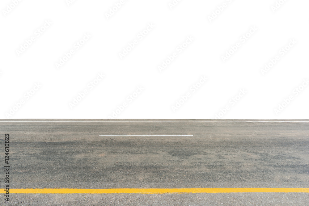 Side view of asphalt road isolated on white background. This has