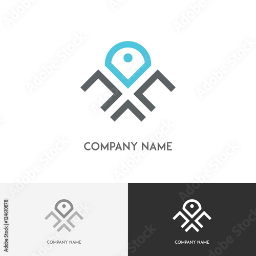 Address mark logo - pointer on the map on the white background