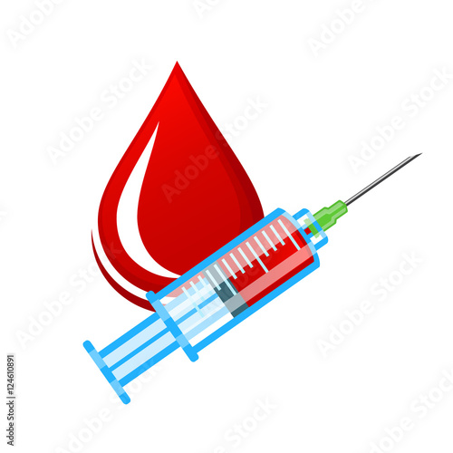 Syringe and drop of blood