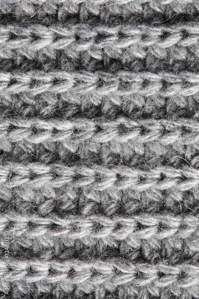 Macro gray knitted fabric