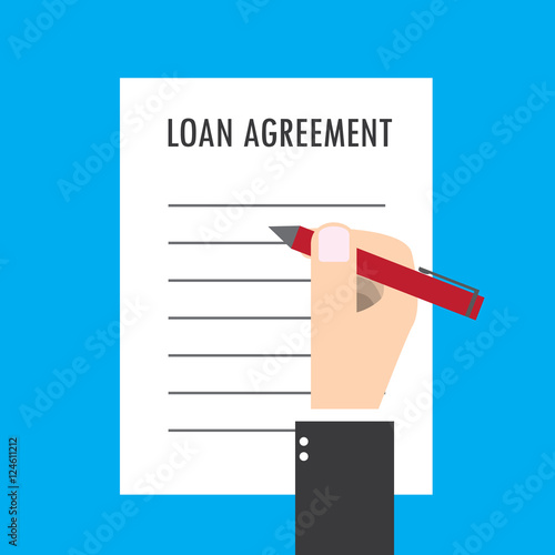 Businessman signing on loan agreement document with bank