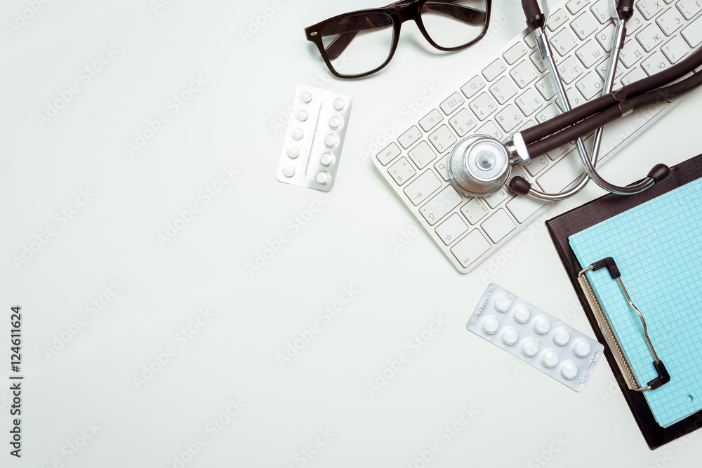 Fototapeta premium doctor workplace with a stethoscope