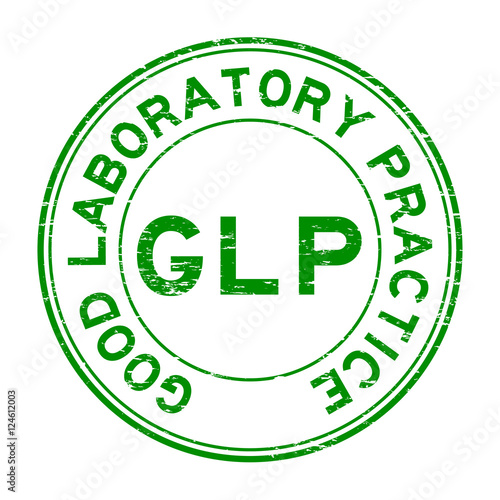 Grunge green GLP (Good Laboratory Practice) rubber stamp