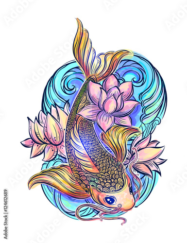 koi carp tatoo colorful