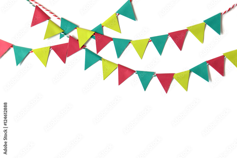 Christmas bunting paper cut on white background - isolated