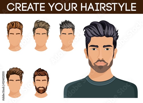 Men hair style symbol hipster beard, mustache men stylish, modern. Vector illustration