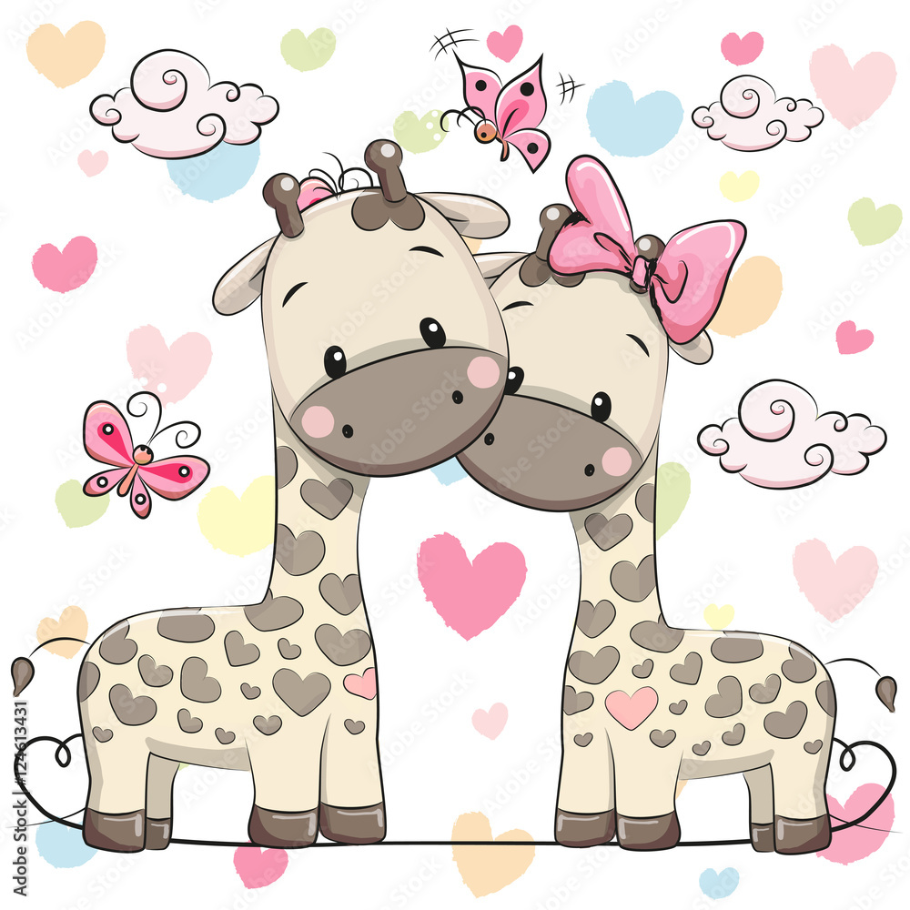 Fototapeta premium Two cute giraffes