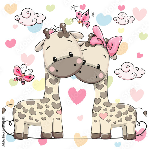 Two cute giraffes