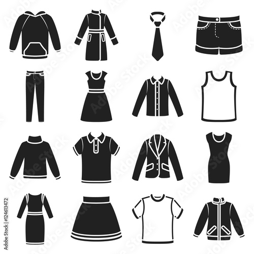 Clothes set icons in black style. Big collection clothes vector symbol stock illustration