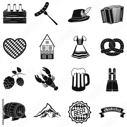 Oktoberfest set icons in black style. Big collection Oktoberfest vector symbol stock illustration