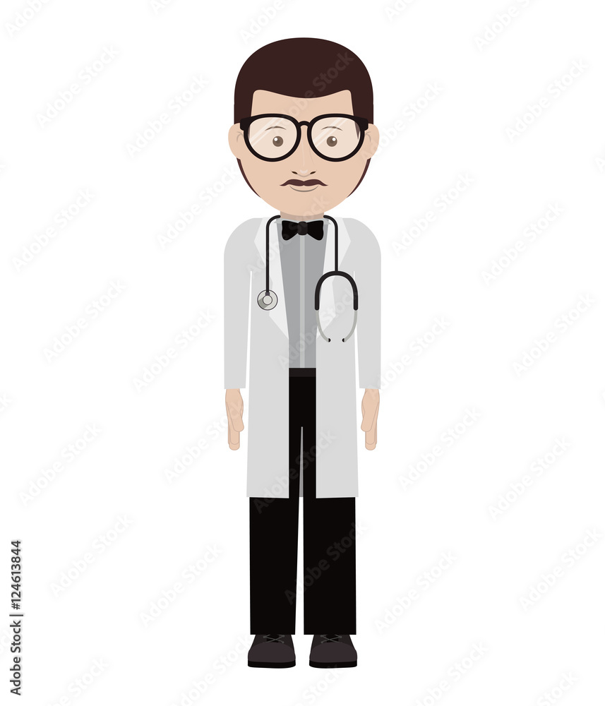 Cartoon Avatar Man Medical Doctor Smiling And Wearing Glasses 