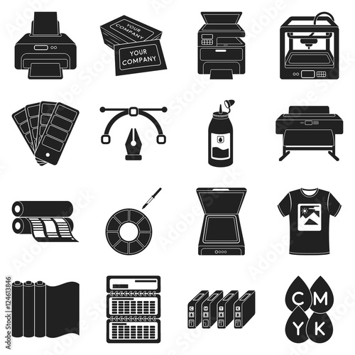 Typography set icons in black style. Big collection typography vector symbol stock illustration