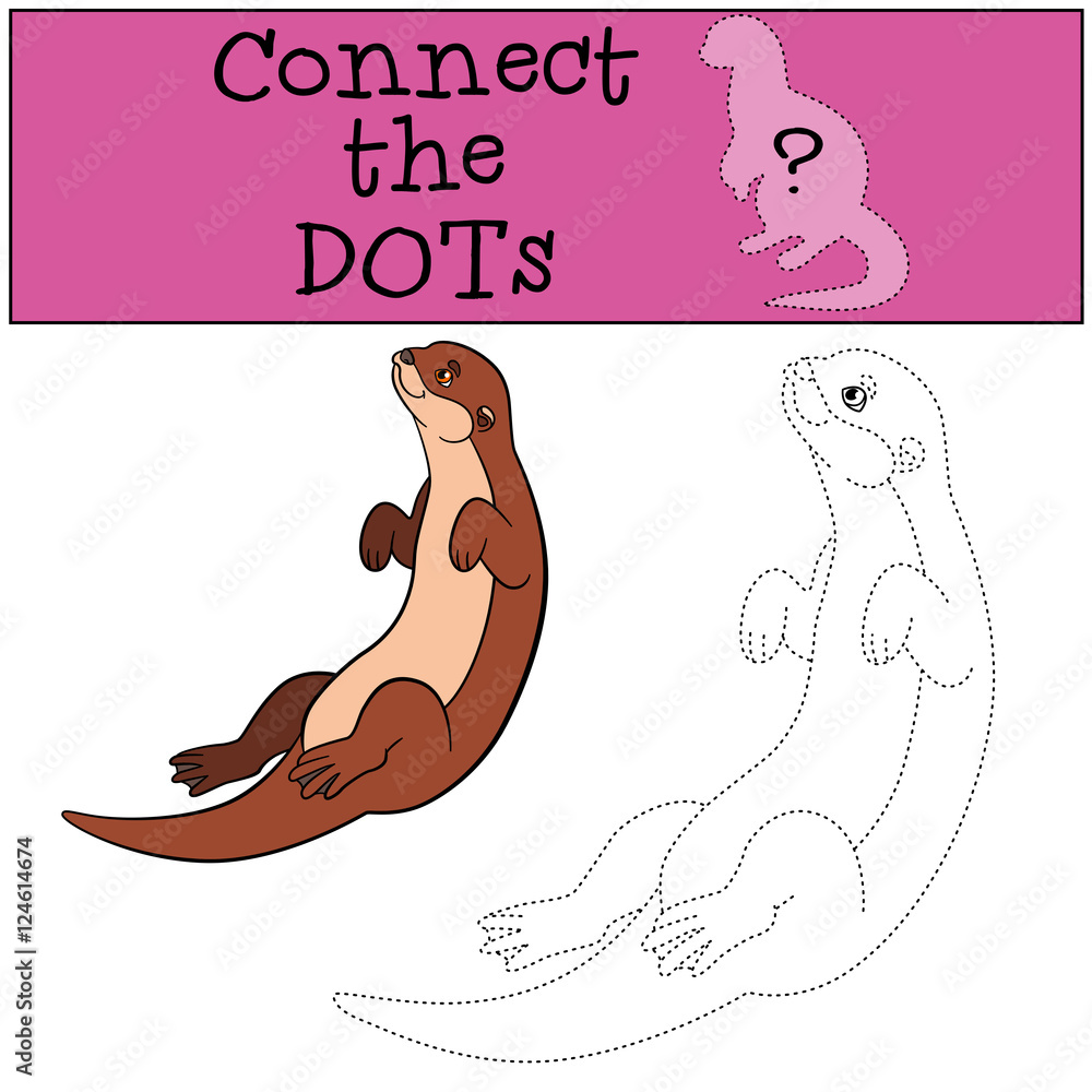 Educational game: Connect the dots. Little cute otter swims. Stock ...
